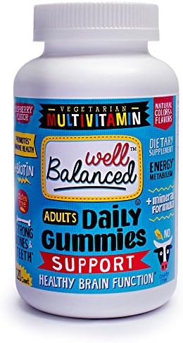 Well Balanced Complete Multivitamin Gummies for Adults, Raspberry, 120 Count Vegetarian Glutan Free Kosher