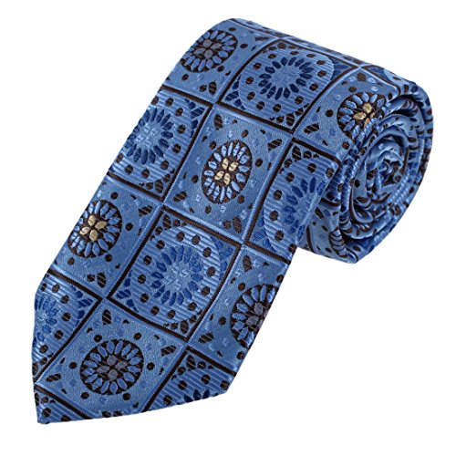 Dan Smith DAA7B34D Royal Blue Grey Patterned Microfiber Necktie For Working Tie Great Xmas Gift