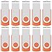 Enfain 8GB USB 2.0 Flash Drive Bulk Thumb Drive Swivel Memory Stick Pen Drives, with 12 Removable Labels for Marking, Bright Color and Easy to Find (Orange, 10 Pack) primary
