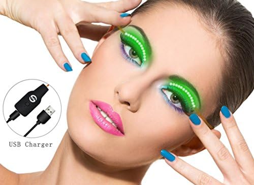 LED Eyelashes, UtechSmart Waterproof Rechargeable Interactive Shining Charming F.Lashes with USB Charge for Holiday Halloween Christmas Birthday Party