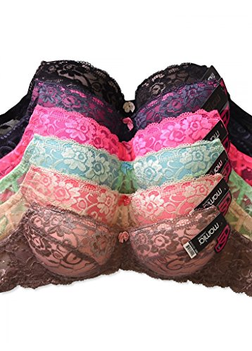 WHITE APPAREL Women's Laced & Lace Trimmed Bras (Packs of 6) - Various Colors, 38DD - Thumbnail 2