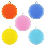 Silicone Dishwashing Sponge,Huitomo Food-Grade Silicone Non Stick Dishwashing Cleaning Brush Multipurpose Antibacterial Silicone Dishwashing Scrub Scrubber for Washing Pot, Pan, Fruit and Vegetable