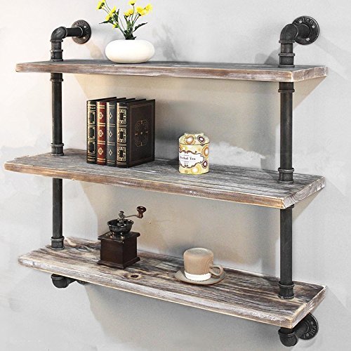 Industrial Pipe Shelf Bookcase Shelf Shelves Retro Floating Wood