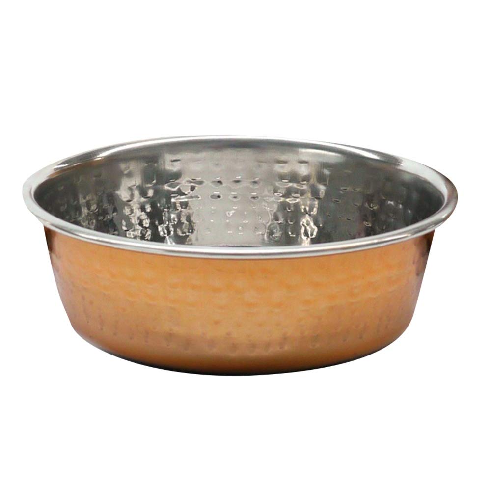 Rosewood Large Hammered Copper Stainless Steel Dog Bowl 1900ml – Non-Slip, Stylish & Modern Pet Feeding Bowl for Dogs, Durable & Easy to Clean