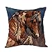Moslion Indian Horse Cotton Linen Square Decorative Throw Pillow Covers Brown Horse Animal Cushion Cover for Men Boys Livingroom Bedroom Sofa 18x18 Inch