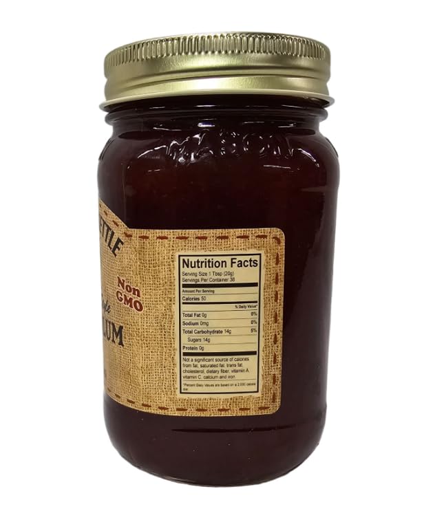 Authentic Amish Damson Plum Jam - Homemade Style with Fabric Toppers, 2 x 19oz Jars | All-Natural, Non-GMO