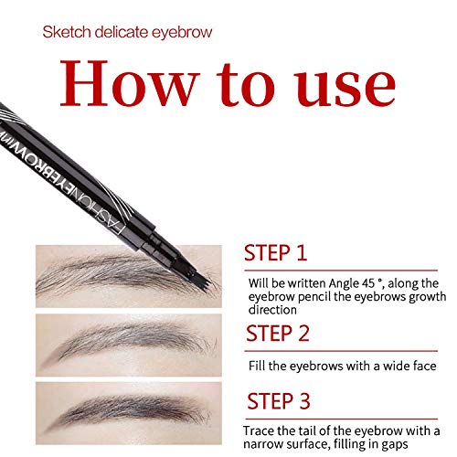 Eyebrow Pen, Long-lasting Waterproof Eyebrow Tattoo Pen, Microblading Eyebrow Pencil with a Micro-Fork Tip Applicator Creates Natural Looking Brows Effortlessly