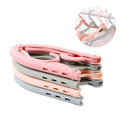 HaloVa Foldable Travel Clothes Hangers, Portable Retractable Plastic Non slip Clothing Hangers for Kids and Adults, Set of 4