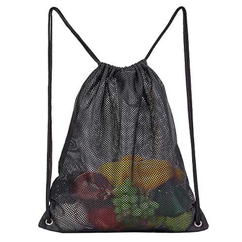 Heavy Duty Mesh Drawstring Bag, Sport Equipment Storage Bag for Beach