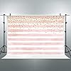 Riyidecor Pink Stripe Gold Sequins Backdrop Fabric Polyester White Spots Bokeh Shiny Glitter Sparkle Baby Shower Newborn…