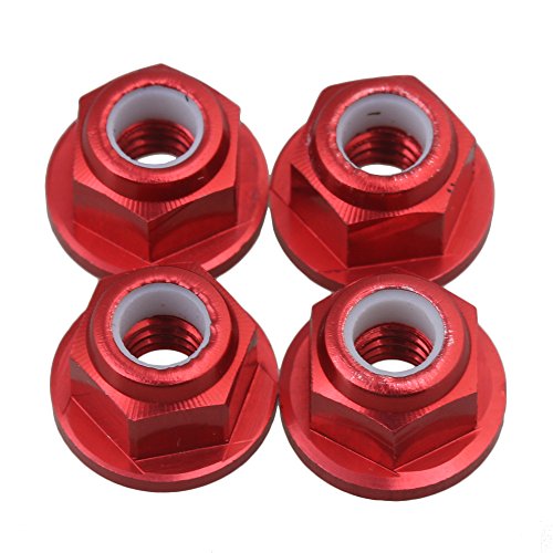 BQLZR 10x6mm Red Aluminum Alloy Nylon M4 Wheel Nuts 3647 Upgrade Parts for TRAXXAS TRX-4 RC1:10 Climbing Rock Crawler Pack of 4