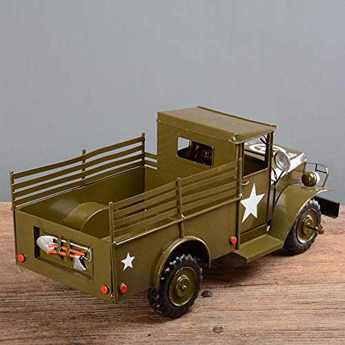 MQW Retro Iron Art Collection of Military Vehicles Model Ornaments Home Crafts Creative Photography Props 45 18 20cm Delicate and Beautiful
