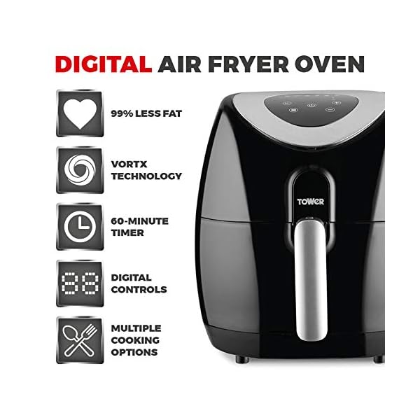Tower-T17024-Digital-Air-Fryer-Oven-with-Rapid-Air-Circulation-and-60-Min-Timer-43-Litre-Black Tower Vortx T17024 Digital Air Fryer Oven with Rapid Air Circulation and 60 Min Timer, 4.3 Litre, Black