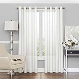 Eclipse 15458052095WHI Liberty 52-Inch by 95-Inch Light Filtering Single Sheer Curtain Panel, White