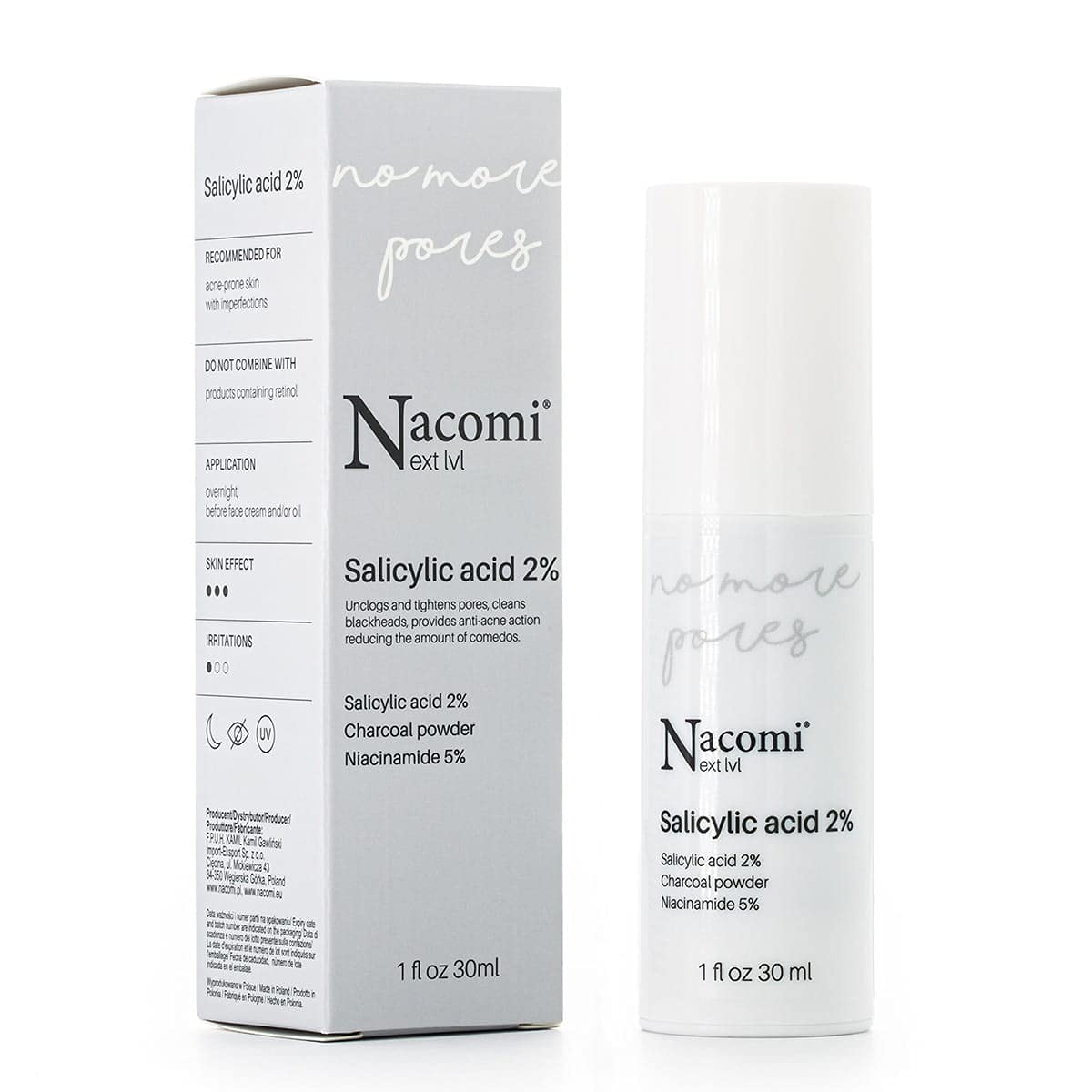 NACOMI Salicylic Acid serum 2% 30 ml de-accumulates and Narrows pores, removes Dead Cells from the Skin Surface