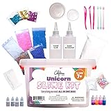 Unicorn Slime Kit for Girls, Ultimate Slime Making Kit w/ Storage Box, Complete All-in-One Box DIY Slime Supplies & Unicorn Stuff, Rainbow Slime & Glitter Slime Accessories, Non Toxic Kids Slime Set