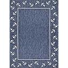 Lr Home Nautical Anchor Border Indoor Outdoor Rug, Blue/White, 5'3"" x 7'"