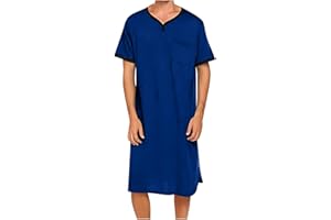 Mrmaere Mens Nightshirt for Sleeping Soft Comfy Sleepwear Nightgown Summer Henley Short Sleeve Sleep Shirt Lounge Nightwear