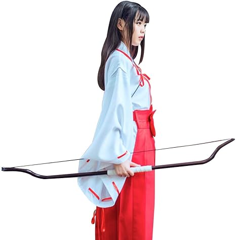 Amazon Circle Chocolate 巫女 コスチューム コスプレ ハロウィン イベント 巫女装束 桔梗 衣装 白紐 赤袴 赤太帯 リボン クリスマス コスプレ 仮装 通販