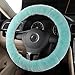 MLOVESIE Fluffy Wool Car Steering Wheel Cover Genuine Sheepskin Steering Wheels Interior Accessories for Women Anti-Slip Universal for 15 inch (Mint Geen)