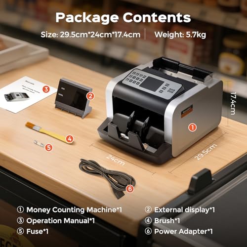 Bonvoisin Professional Banknote Counter, Value Counting for Mixed Euro Banknotes, Money Counter Machine with UV/MG/IR Detection, 1000 Pieces/Min, Banknote Counter with External Display