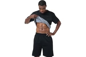 HITASTAR Men's Sauna T-Shirt Dual-Layer Fabric Heat Trapping Sweat Top for Weight Loss Calorie Burn Gym Workout
