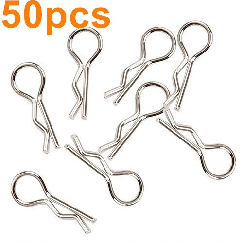 50-Pack HobbyPark Metal 1/12 1/10 Body Clips Bent Springy R Pins Medium Replacement Parts for RC Car Truck Crawler Buggy