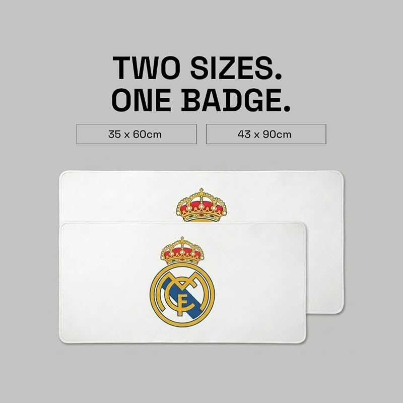 Tappetino da scrivania Real Madrid con stemma a colori su sfondo bianco, 43 x 90 cm