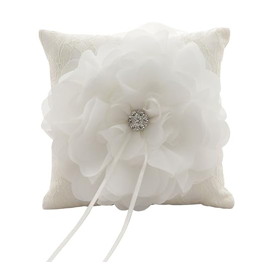 Ring Pillow Cream White Graceful Wedding Ring Pillow With Big
