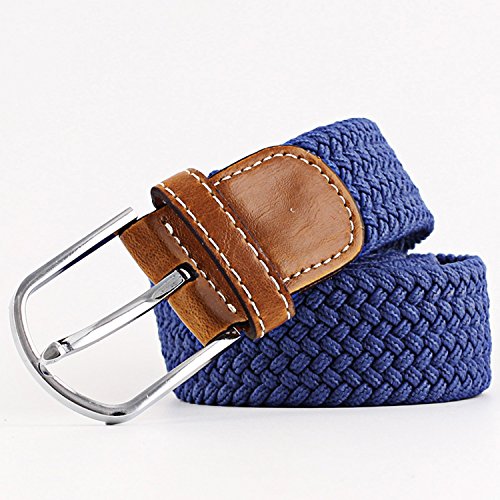 2 Pack Womens Canvas Elastic Fabric Woven Stretch Multicolored Braided Belts