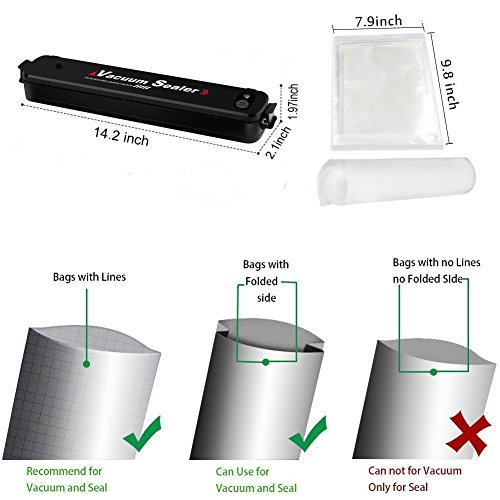 Kepeak Vacuum Sealer Machine, Automatic Vacuum Sealing System for Food Preservation, 15 pcs Sealer Bags(FDA-Certified) - Thumbnail 5