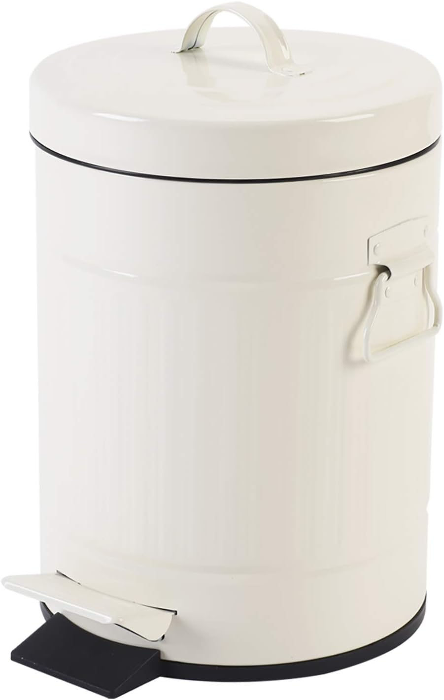 Bathroom Bin with Lid, Small White Wastebasket for Home Bedroom With Lid Round, Soft Close