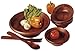 Lipper International Cherry Finished Round Rim Serving Bowls with Server Utensils, 7-Piece Set, Assorted Sizes