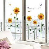 EMIRACLEZE Christmas Gift Hot Sale Beautiful Sunflower Floral Removable Mural Wall Stickers Wall Decal for Window Decor Living Room Home Decor