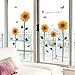 EMIRACLEZE Christmas Gift Hot Sale Beautiful Sunflower Floral Removable Mural Wall Stickers Wall Decal for Window Decor Living Room Home Decor