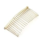 Linsoir Beads Simple Design 20 Teeth Hair Combs Pin 6pcs/lot 3.6cmX7.5cm Gold Color