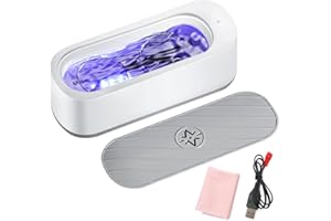 PUSHY Ultrasonic Jewelry Cleaner for All Jewelry, 45KHz and Low Noise Household Ultrasonic Machine with 12OZ for Jewelry, Ring, Earrings, Necklace, Silver, Retainer, Eyeglass, Watches, Razors, Makeup Brush