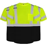 TCCFCCT Hi Vis Shirts for Men & Women, Short Sleeve Class 3 High Visibility Safety Shirts for Men, Durable & Reflective for Construction Work Use, DP-Yellow XL 3PCS