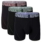 Separatec Men's 3 Pack Soft Bamboo Fiber Separate Pouches Boxer Briefs(Black,L)