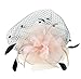 Urban CoCo Women's Bow Feather Net Veil Fascinator Hair Clip Bridal Hat (#3-Nude Pink)