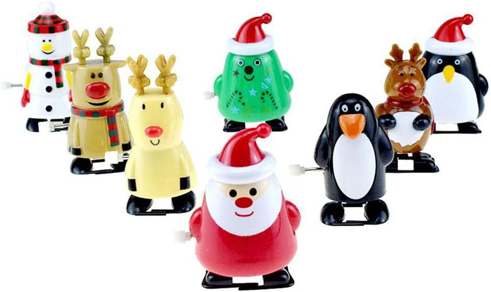 Sophrioy Christmas Wind Up Toys 8 Pack Santa Claus Clockwork Robot Toy