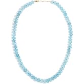 JIAJIA Women's 14k Aquamarine Crystal Necklace, Aqua, Blue, One Size