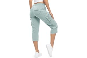 TBMPOY Womens Cargo Capris Lightweight Hiking Pants 6 Pockets Quick Dry Casual Outdoor Trip Loose Shorts Cropped Cotton