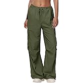 American Trends Parachute Pants for Women Cargo Pants Women Baggy Y2K Pants Drawstring Elastic Waist Sweatpants