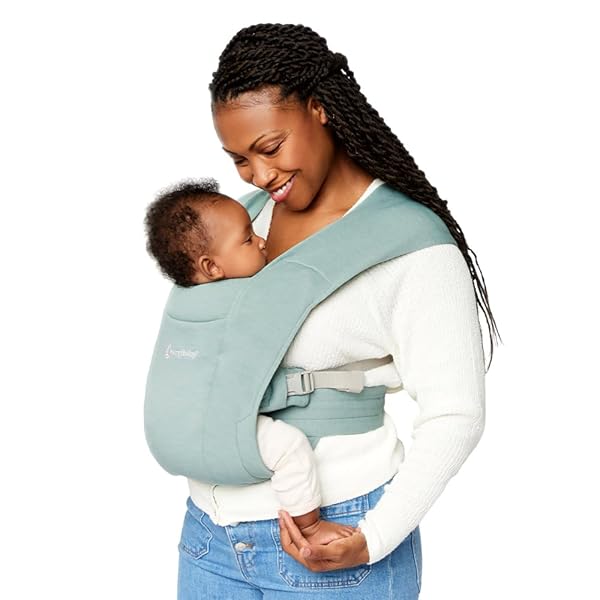 ERGOBABY EMBRACE NEWBORN BABY CARRIER FOR INFANTS 0-12 MONTHS (7-25 LBS) – ERGONOMIC 2-POSITION INFANT CARRIER WITH HEAD AND NECK SUPPORT, HIP-HEALTHY POSITIONING – JADE GREEN