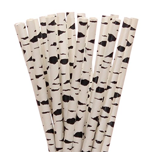 Black and White Birch Tree Paper Straws (25)