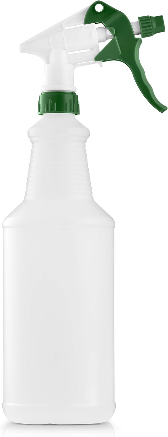 Empty Plastic Spray Bottle 32 Ounce, Professional Chemical Resistant with White-Green Sprayer for Chemical and Cleaning Solution, Heavy Duty, Adjustable Head Sprayer from Fine to Stream (Pack of 3): Automotive