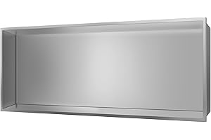 BATHFINESSE Shower Niche No Tile Needed 24 x 12, Niche for Shower Wall, Insert Tile Ready Recessed, Over Mount Installation, Brushed Nickel