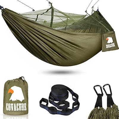 Camping Hammock with Net - Lightweight COVACURE Double Hammock, Portable Hammocks for Indoor, Outdoor, Hiking, Camping… 51RTPHyXvgL