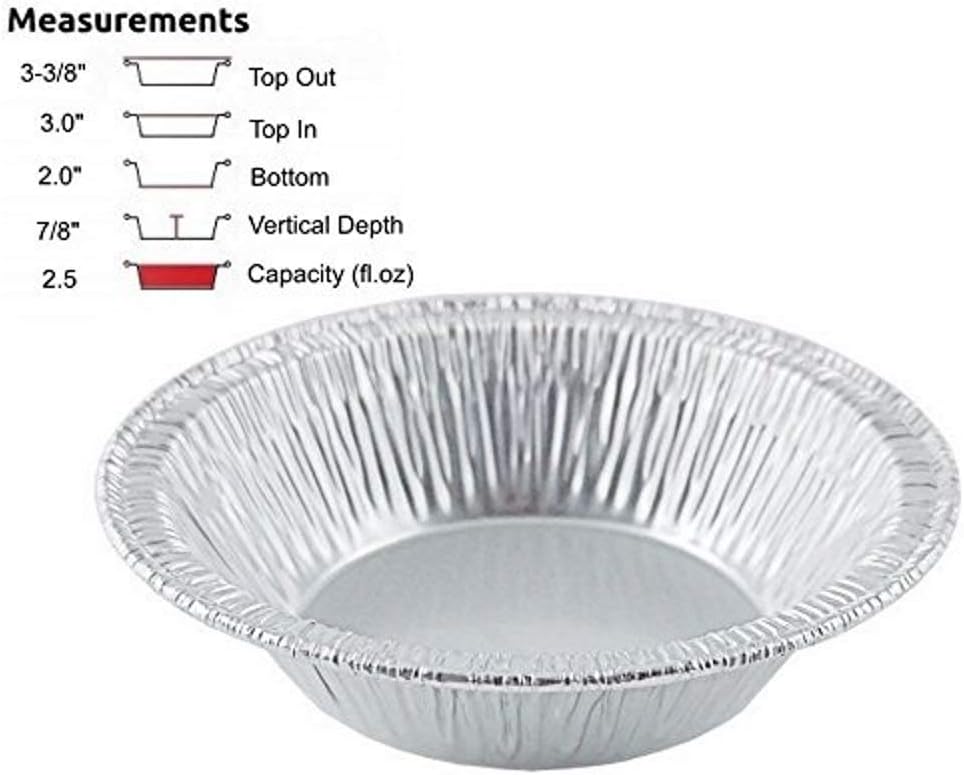 3" Disposable Aluminum Foil Tart Pans Mini Silver Baking Pie Tins (Pack of 100)